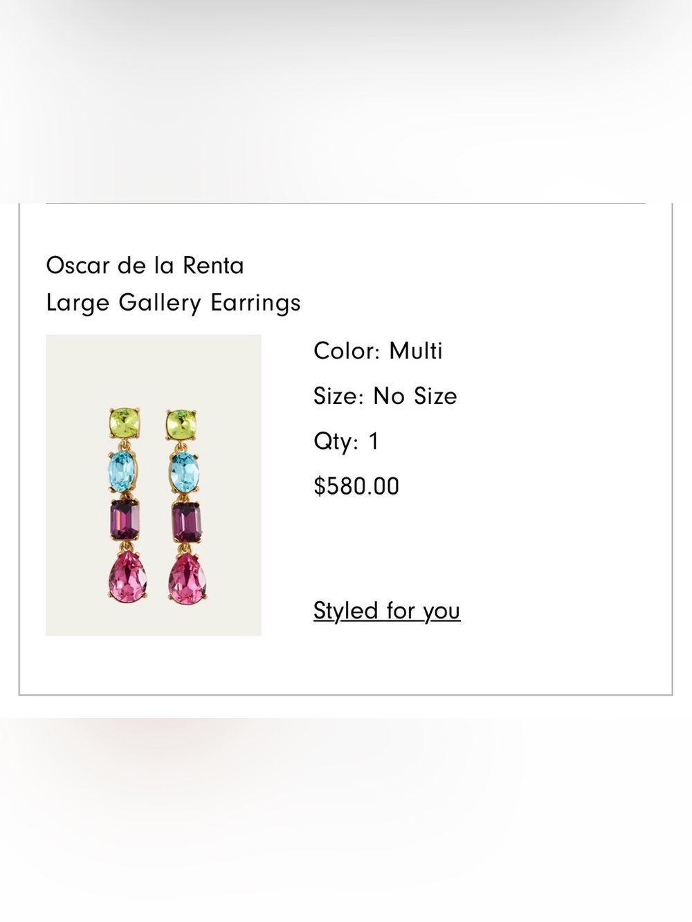 Oscar de la Renta Pink, Purple, Blue & Green Gold-Tone Drop Earrings